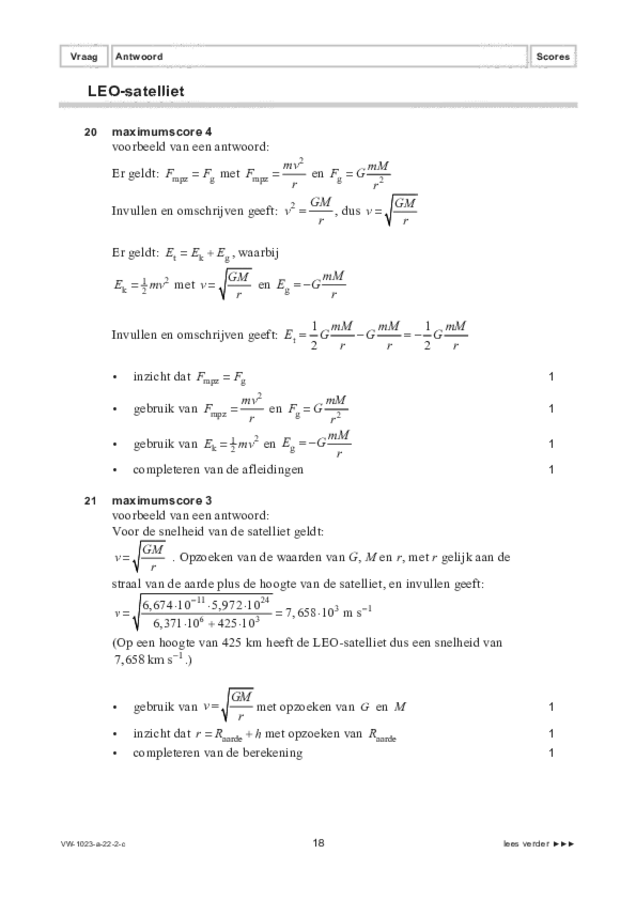 Correctievoorschrift examen VWO natuurkunde 2022, tijdvak 2. Pagina 18