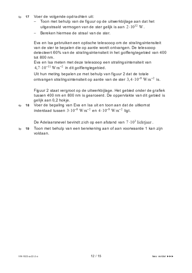 Opgaven examen VWO natuurkunde 2022, tijdvak 2. Pagina 12