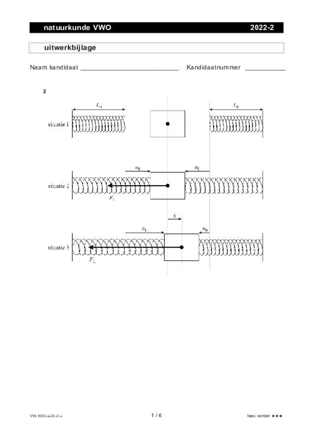 Uitwerkbijlage examen VWO natuurkunde 2022, tijdvak 2. Pagina 1