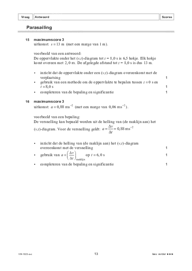 Correctievoorschrift examen VWO natuurkunde 2022, tijdvak 3. Pagina 13