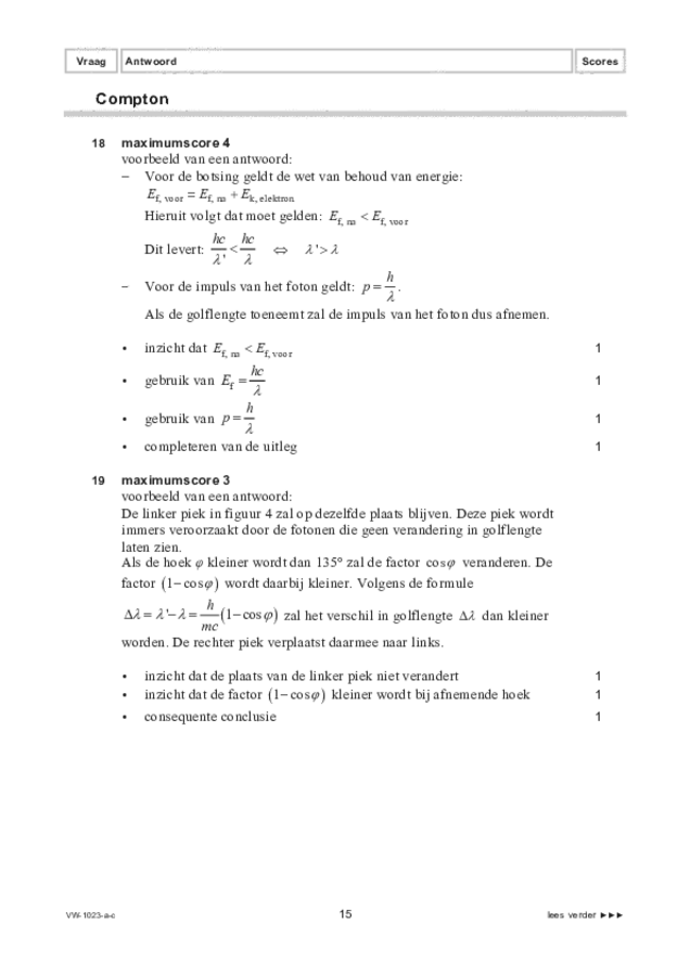 Correctievoorschrift examen VWO natuurkunde 2022, tijdvak 3. Pagina 15