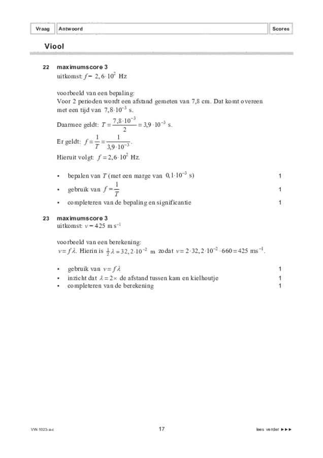 Correctievoorschrift examen VWO natuurkunde 2022, tijdvak 3. Pagina 17
