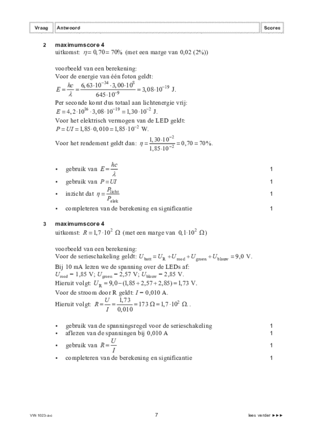 Correctievoorschrift examen VWO natuurkunde 2022, tijdvak 3. Pagina 7