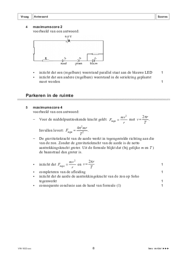 Correctievoorschrift examen VWO natuurkunde 2022, tijdvak 3. Pagina 8