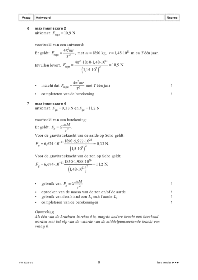 Correctievoorschrift examen VWO natuurkunde 2022, tijdvak 3. Pagina 9