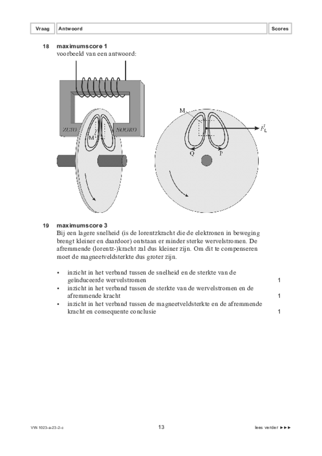 Correctievoorschrift examen VWO natuurkunde 2023, tijdvak 2. Pagina 13