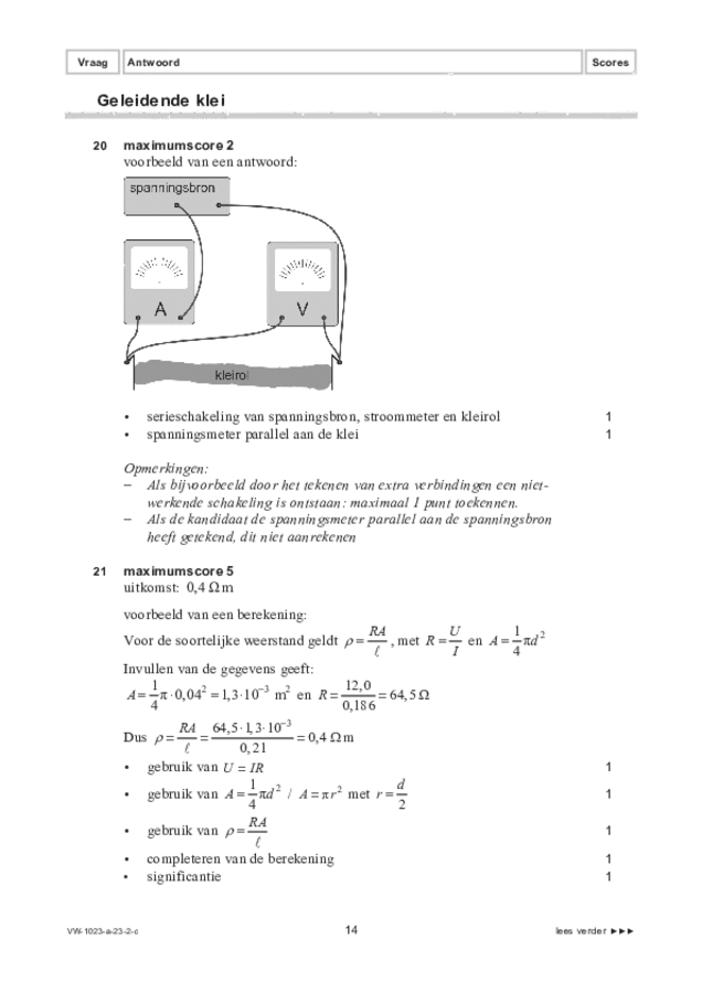 Correctievoorschrift examen VWO natuurkunde 2023, tijdvak 2. Pagina 14