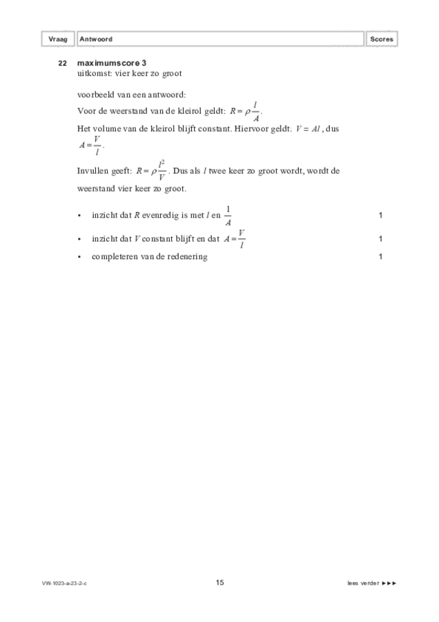 Correctievoorschrift examen VWO natuurkunde 2023, tijdvak 2. Pagina 15