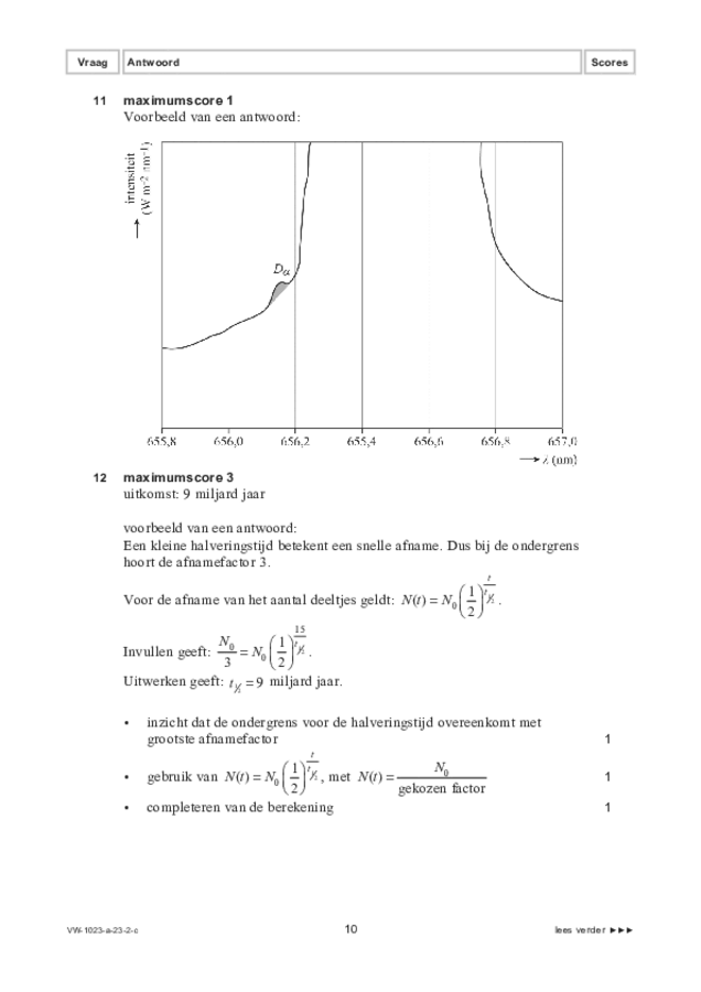 Correctievoorschrift examen VWO natuurkunde 2023, tijdvak 2. Pagina 10