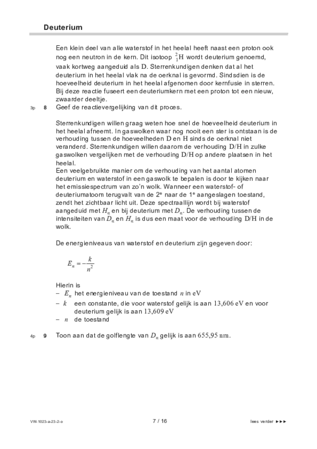 Opgaven examen VWO natuurkunde 2023, tijdvak 2. Pagina 7