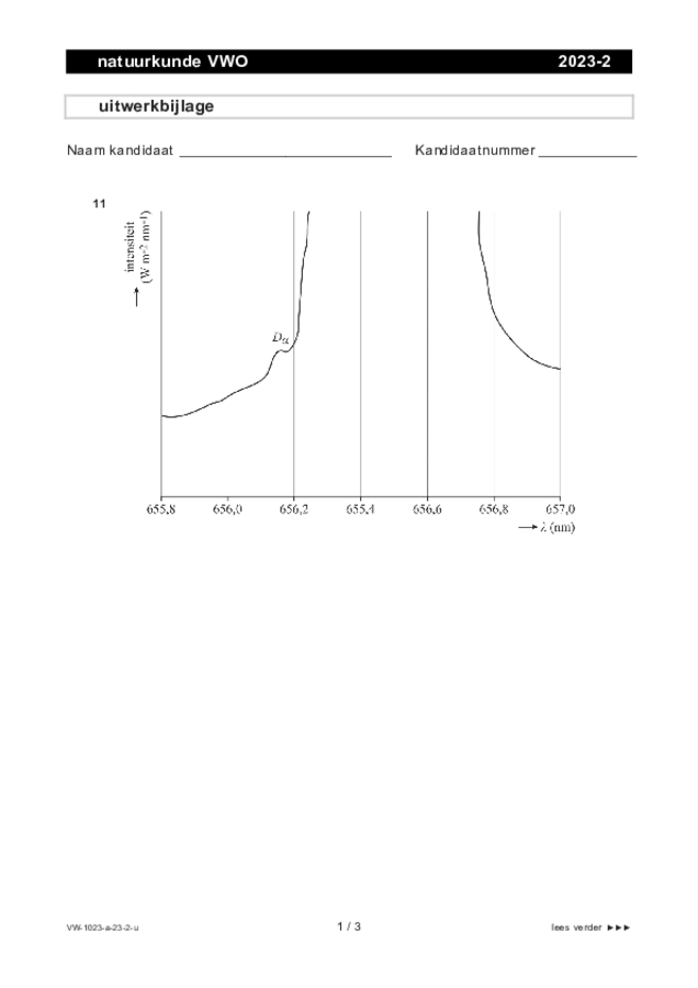 Uitwerkbijlage examen VWO natuurkunde 2023, tijdvak 2. Pagina 1