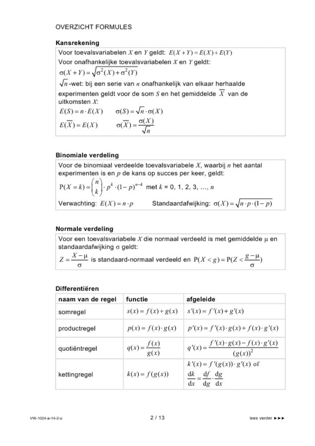 Opgaven examen VWO wiskunde A 2014, tijdvak 2. Pagina 2