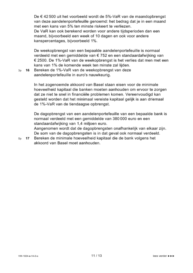 Opgaven examen VWO wiskunde A 2014, tijdvak 2. Pagina 11