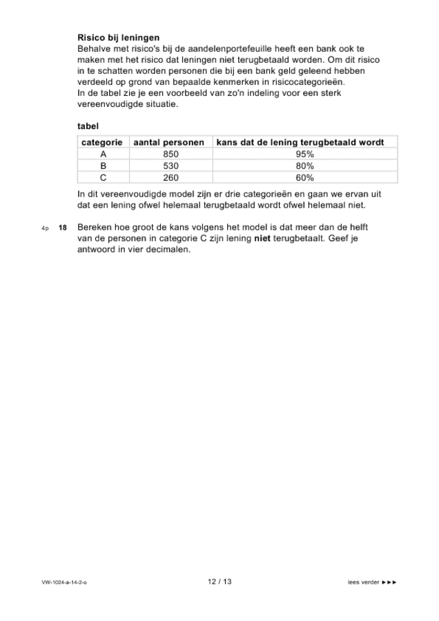 Opgaven examen VWO wiskunde A 2014, tijdvak 2. Pagina 12