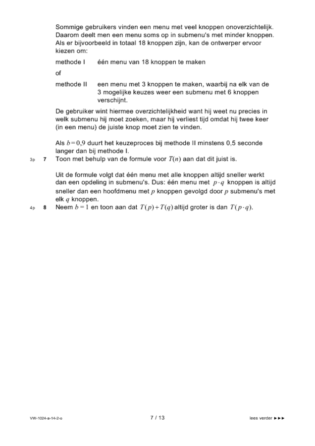 Opgaven examen VWO wiskunde A 2014, tijdvak 2. Pagina 7