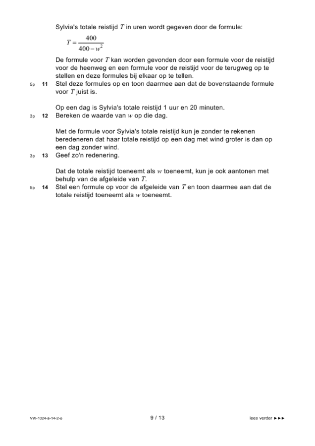 Opgaven examen VWO wiskunde A 2014, tijdvak 2. Pagina 9