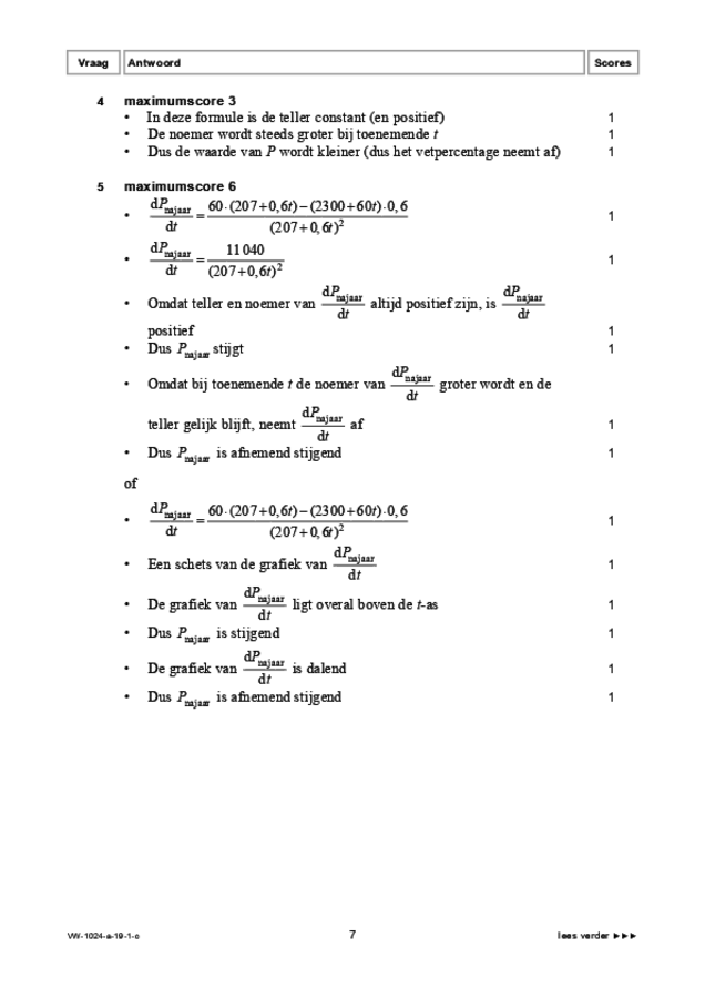 Correctievoorschrift examen VWO wiskunde A 2019, tijdvak 1. Pagina 7