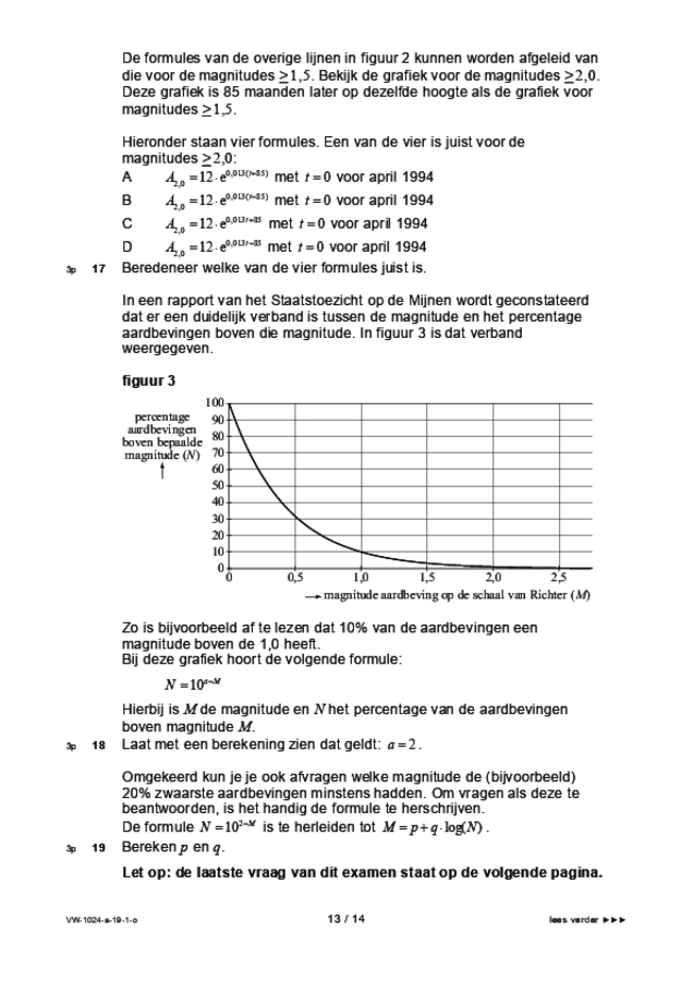 Opgaven examen VWO wiskunde A 2019, tijdvak 1. Pagina 13