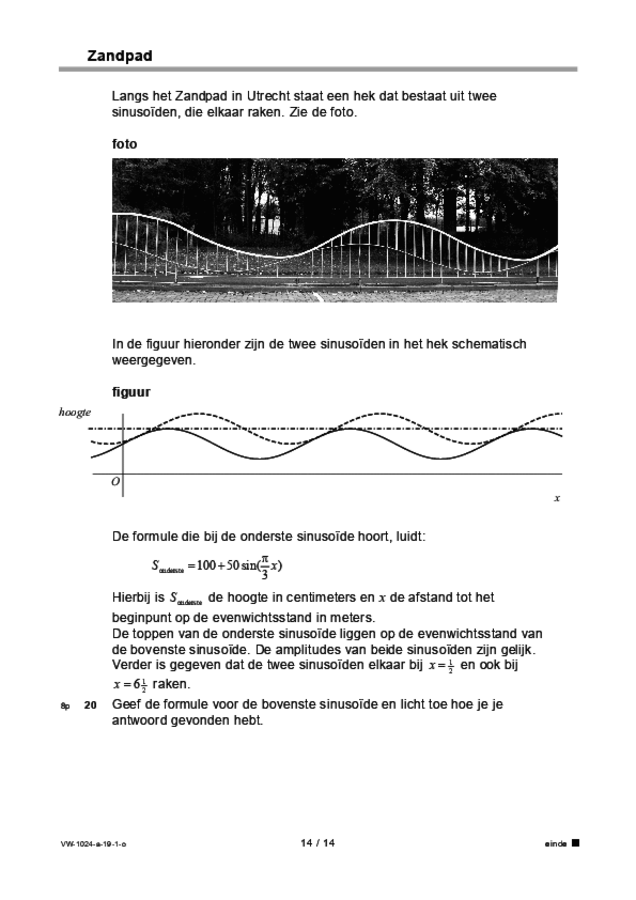 Opgaven examen VWO wiskunde A 2019, tijdvak 1. Pagina 14