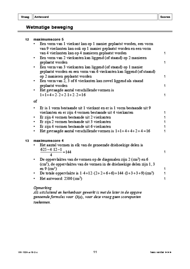 Correctievoorschrift examen VWO wiskunde A 2019, tijdvak 2. Pagina 11