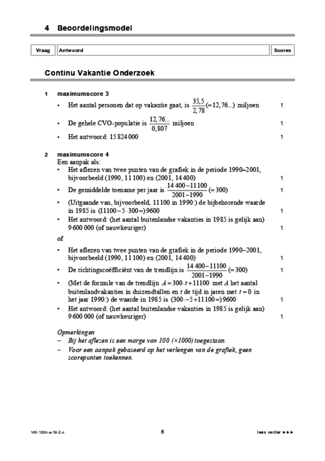 Correctievoorschrift examen VWO wiskunde A 2019, tijdvak 2. Pagina 6