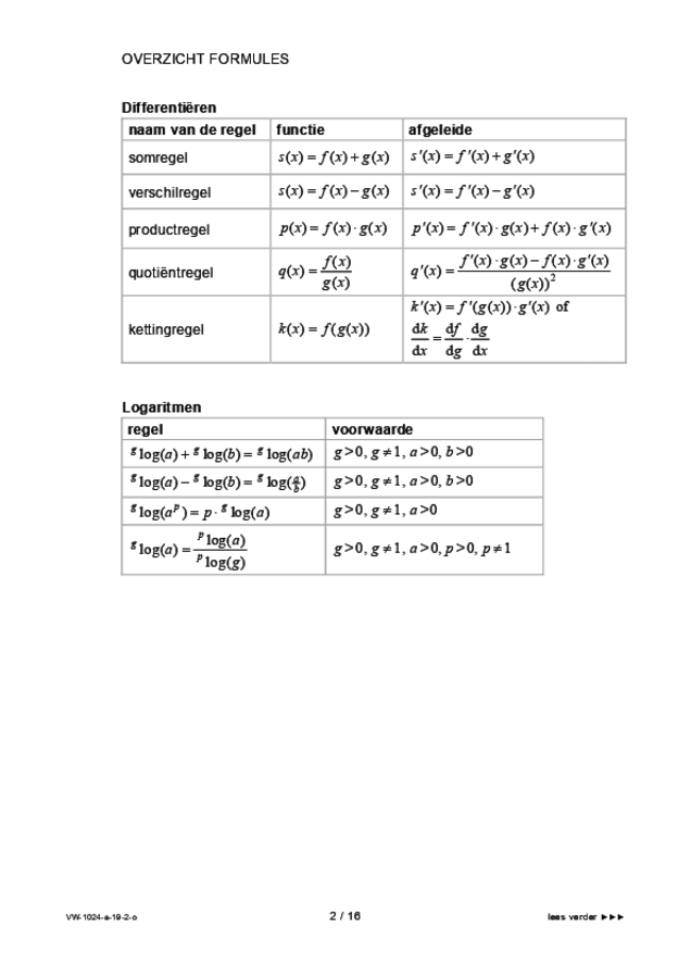Opgaven examen VWO wiskunde A 2019, tijdvak 2. Pagina 2