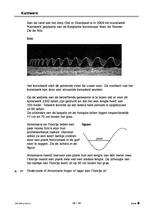 Opgaven examen VWO wiskunde A 2019, tijdvak 2. Pagina 16