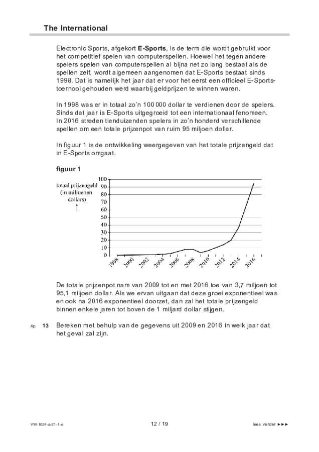 Opgaven examen VWO wiskunde A 2021, tijdvak 1. Pagina 12