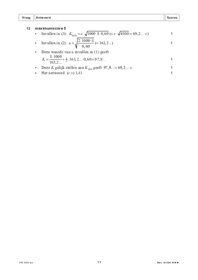 Correctievoorschrift examen VWO wiskunde A 2022, tijdvak 1. Pagina 11