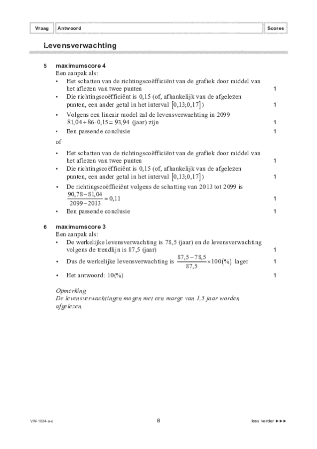 Correctievoorschrift examen VWO wiskunde A 2022, tijdvak 1. Pagina 8