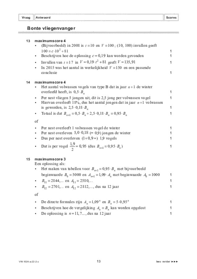 Correctievoorschrift examen VWO wiskunde A 2022, tijdvak 2. Pagina 13