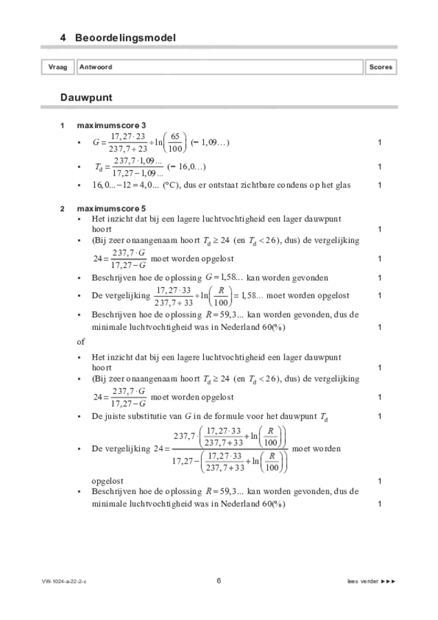 Correctievoorschrift examen VWO wiskunde A 2022, tijdvak 2. Pagina 6