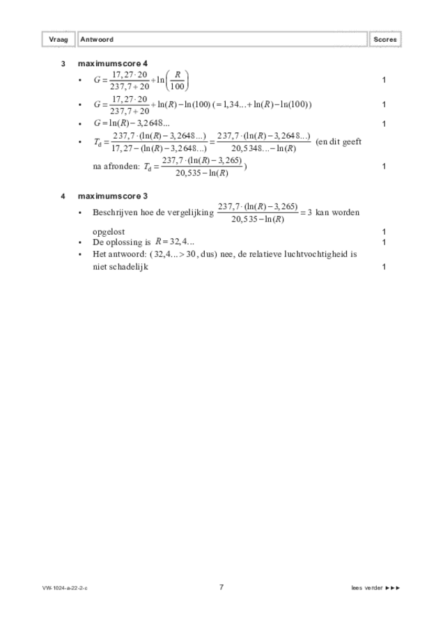 Correctievoorschrift examen VWO wiskunde A 2022, tijdvak 2. Pagina 7