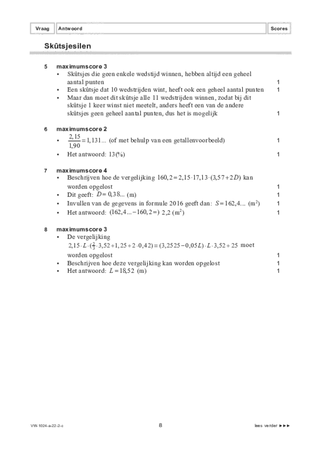 Correctievoorschrift examen VWO wiskunde A 2022, tijdvak 2. Pagina 8