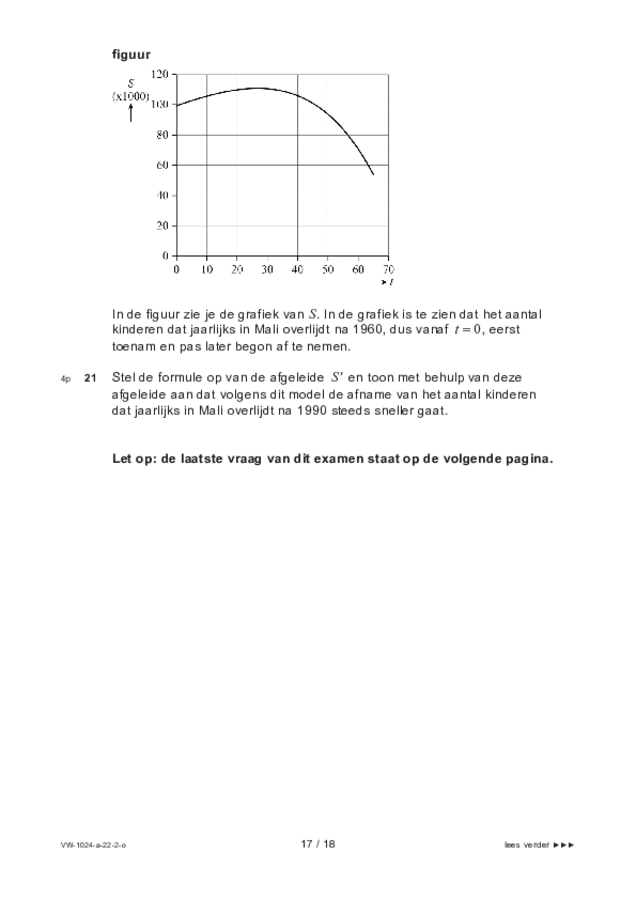 Opgaven examen VWO wiskunde A 2022, tijdvak 2. Pagina 17