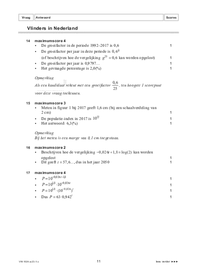 Correctievoorschrift examen VWO wiskunde A 2023, tijdvak 1. Pagina 11