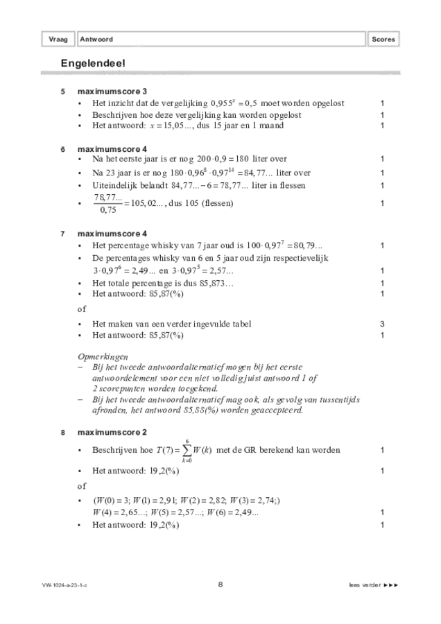 Correctievoorschrift examen VWO wiskunde A 2023, tijdvak 1. Pagina 8
