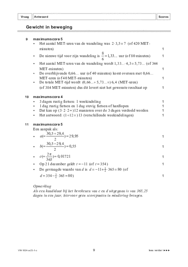 Correctievoorschrift examen VWO wiskunde A 2023, tijdvak 1. Pagina 9