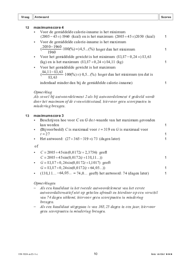Correctievoorschrift examen VWO wiskunde A 2023, tijdvak 1. Pagina 10