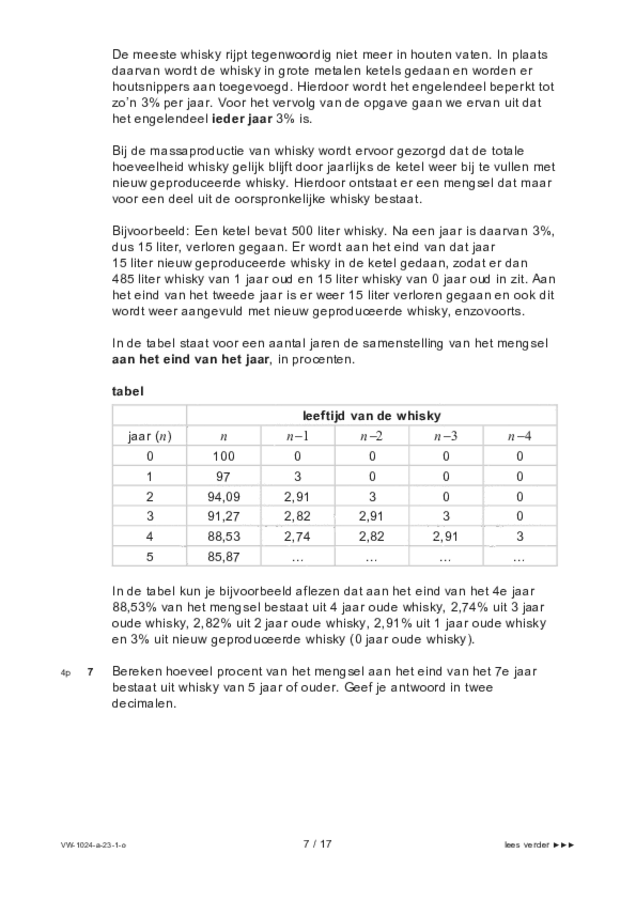 Opgaven examen VWO wiskunde A 2023, tijdvak 1. Pagina 7