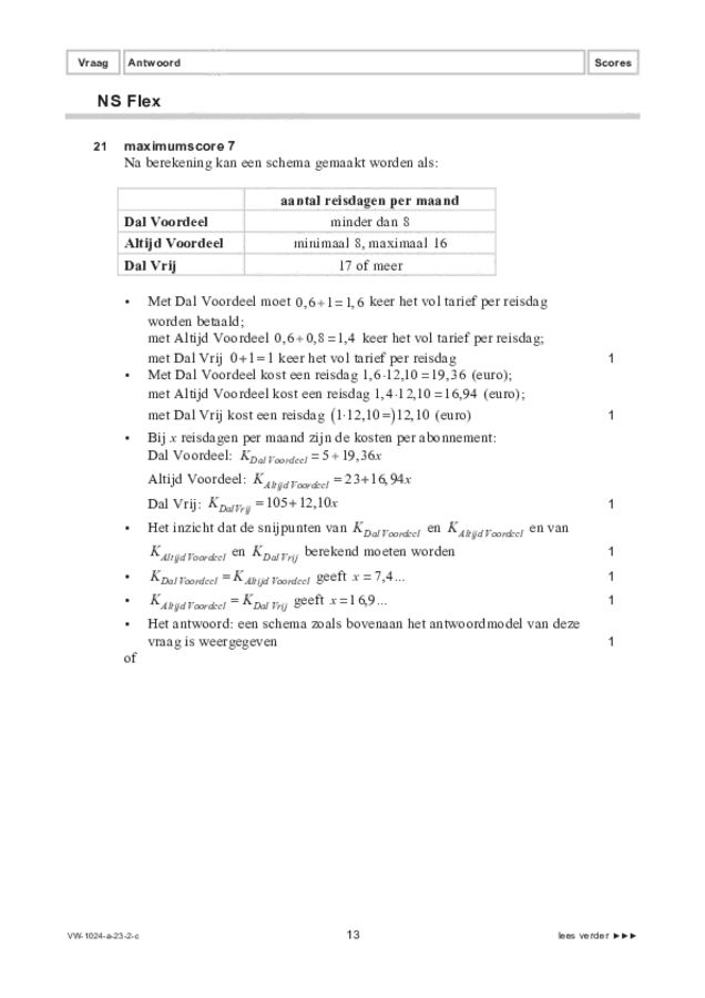 Correctievoorschrift examen VWO wiskunde A 2023, tijdvak 2. Pagina 13