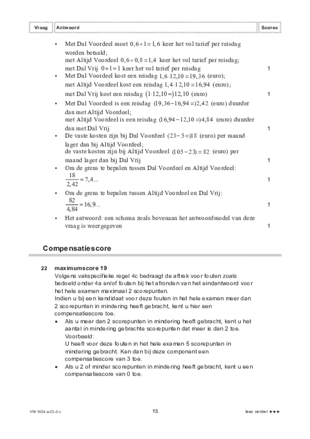 Correctievoorschrift examen VWO wiskunde A 2023, tijdvak 2. Pagina 15
