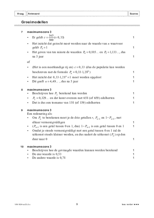 Correctievoorschrift examen VWO wiskunde A 2023, tijdvak 2. Pagina 9