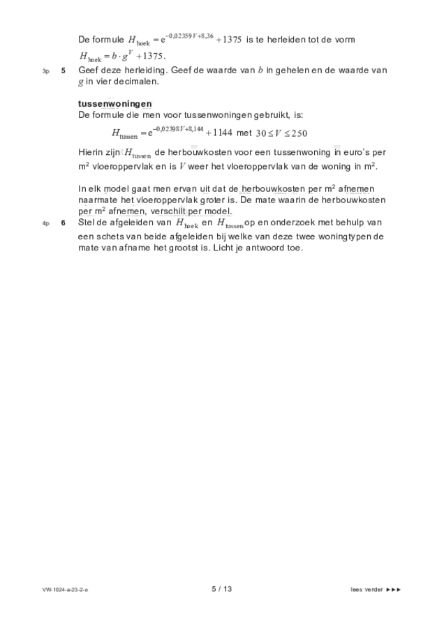 Opgaven examen VWO wiskunde A 2023, tijdvak 2. Pagina 5