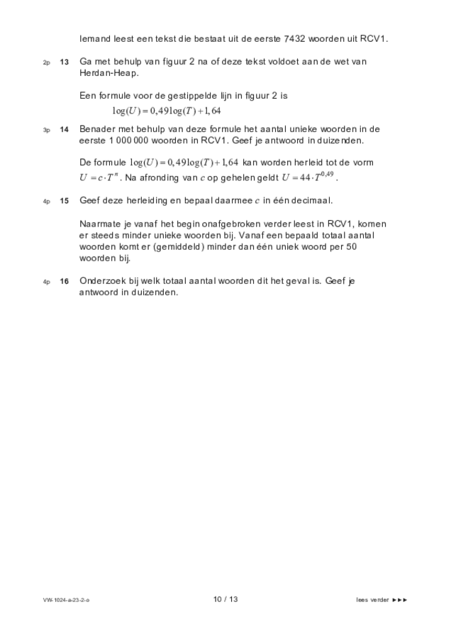 Opgaven examen VWO wiskunde A 2023, tijdvak 2. Pagina 10