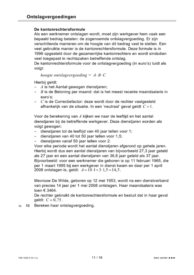 Opgaven examen VWO wiskunde A 2014, tijdvak 1. Pagina 11