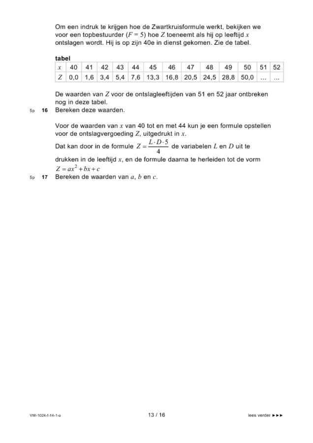 Opgaven examen VWO wiskunde A 2014, tijdvak 1. Pagina 13