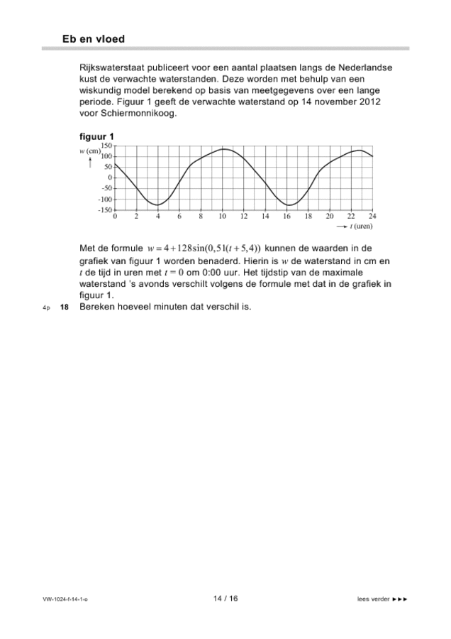 Opgaven examen VWO wiskunde A 2014, tijdvak 1. Pagina 14
