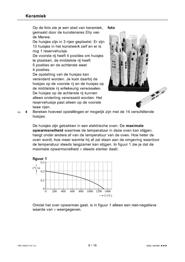 Opgaven examen VWO wiskunde A 2014, tijdvak 1. Pagina 8