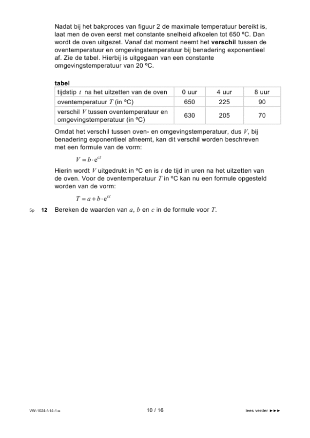 Opgaven examen VWO wiskunde A 2014, tijdvak 1. Pagina 10